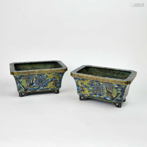 A Pair of Chinese Cloisonne Planters