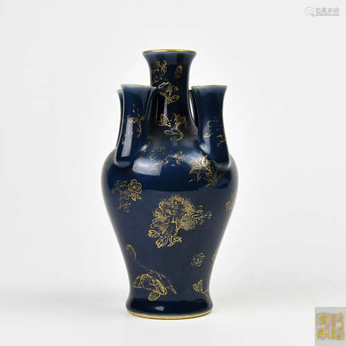 A Chinese Blue Glazed Porcelain Vase