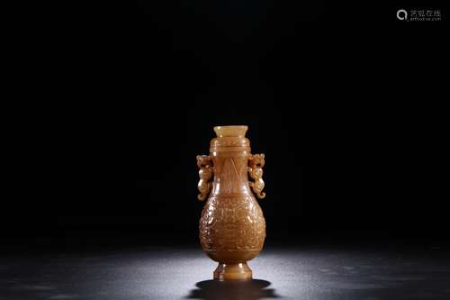 A Chinese Carved Jade Vase with Cover