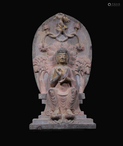 A Chinese Carved Stone Buddha