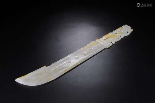 A Chinese Carved Jade Knife