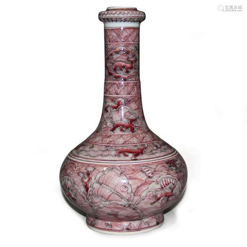 A Chinese Iron-Red Glazed Porcelain Vase