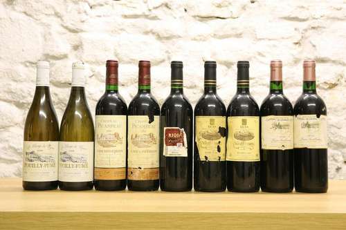 9 BOTTLES MIXED LOT MATURE CLARET, RIOJA AND POUILLY