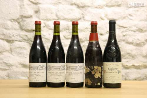 5 BOTTLES MIXED LOT FINE AND RARE MATURE BURGUNDY AND