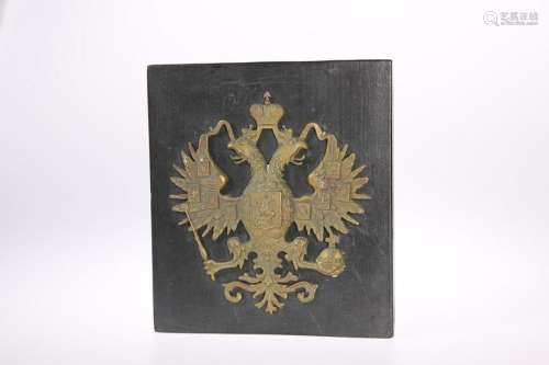 THE RUSSIAN COAT OF ARMS, gilt-metal, mounted on a
