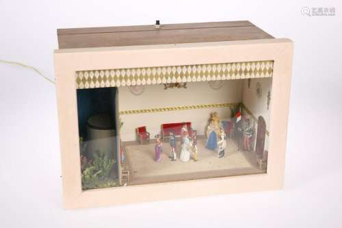 A VINTAGE FRENCH ILLUMINATED DIORAMA, modelled as an