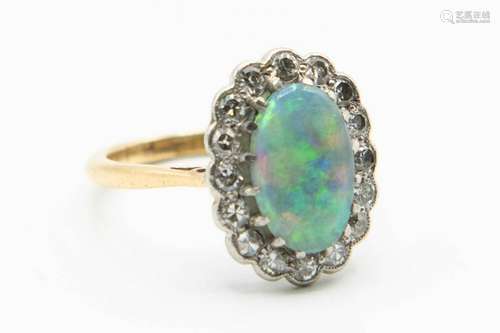 A LATE 19TH CENTURY 18CT YELLOW GOLD OPAL AND DIAMOND