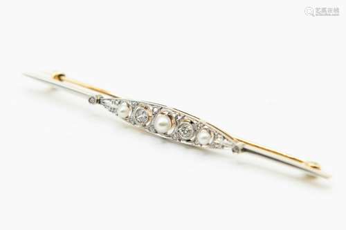 A DIAMOND AND SEED PEARL BROOCH, circa 1910-1920, the