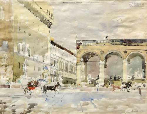 JOHN LINFIELD (B.1930), RAINY DAY - PIAZZA DELLA