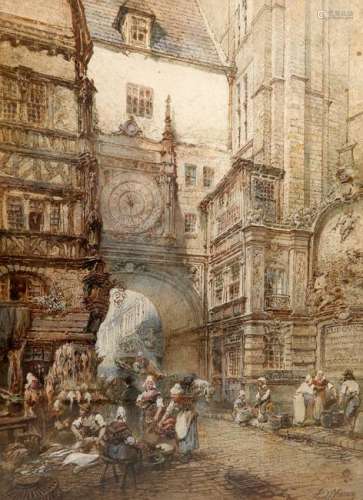 PAUL MARNY (1829-1914), THE TOWN GATE WITH MARKET AND