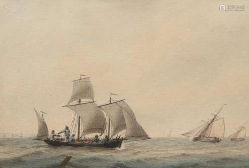 SAMUEL ATKINS (FL.1787-1808), SEASCAPE WITH SAILING