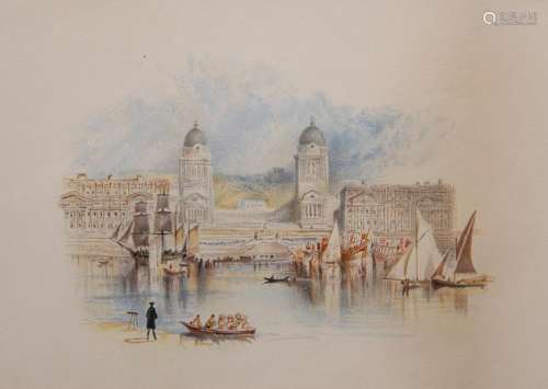 MANNER OF J.M.W. TURNER, VIEWS OF A RIVERSIDE TOWN WITH