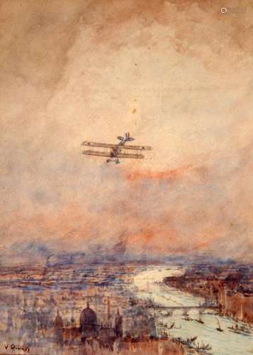 V*** ALLAN, RAF BIPLANES FLYING ABOVE LONDON, TWO