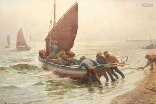 WILLIAM KAY BLACKLOCK (1972-1924), FISHERMEN LAUNCHING