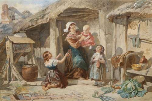 WALTER GOODALL (1830-1889), YOUNG FAMILY OUTSIDE A