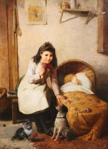 ALEXANDER ROSELL (1859-1922), IN THE NURSERY, signed