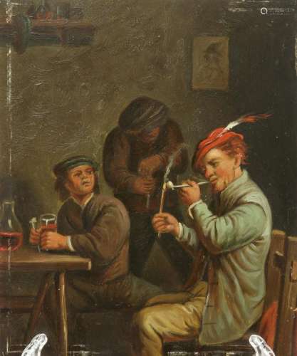 AFTER TENIERS, TAVERN SCENE WITH A MAN SMOKING A CLAY