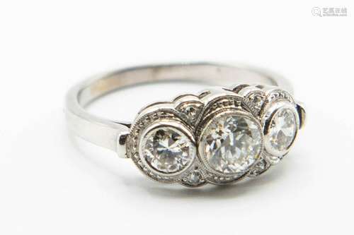 A DIAMOND SET RING, circa 1910-1920, the three