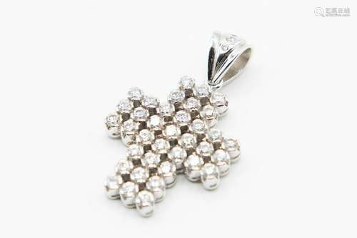 A CONTEMPORARY DIAMOND SET PENDANT, the six rows of