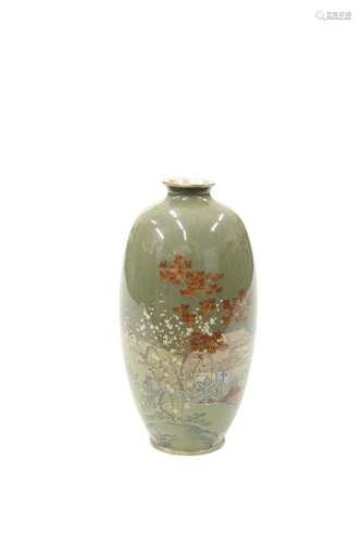 A JAPANESE SILVER WIRE CLOISONNE VASE, MEIJI