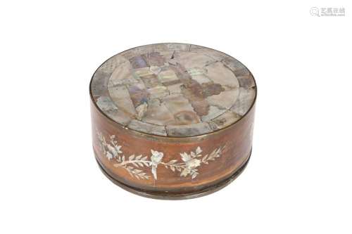 A CHINESE MOTHER-OF-PEARL, ABALONE AND HARDWOOD BOX,