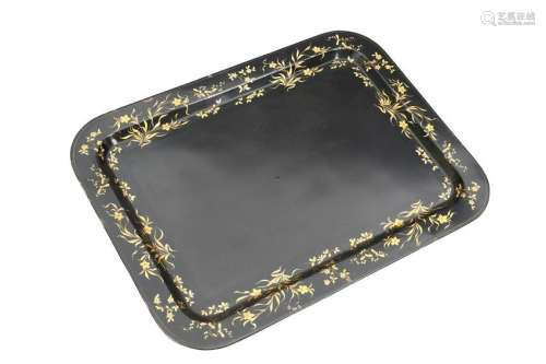 A LARGE VICTORIAN TOLEWARE TRAY, rectangular with
