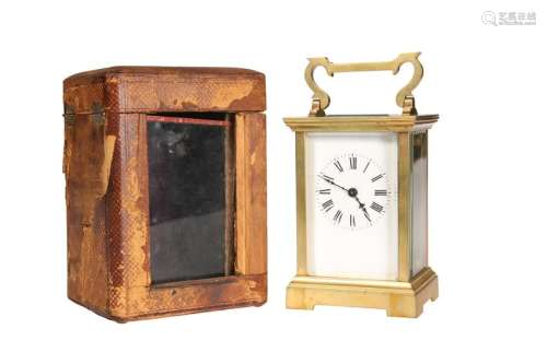 A BRASS CASED CARRIAGE CLOCK, CIRCA 1900, SIGNED R & CO