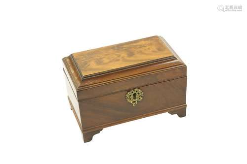 A GEORGE III MAHOGANY TEA CADDY,Â rectangular with