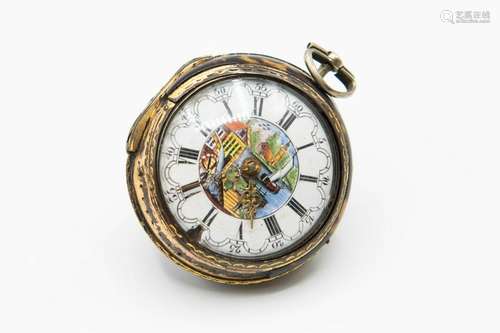 AN 18TH CENTURY PAIR CASED POCKET WATCH. Outer case