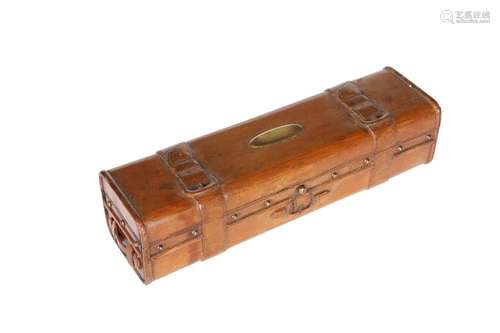 AN EDWARDIAN CARVED WOODEN TRAVELLING WRITING BOXÂ IN