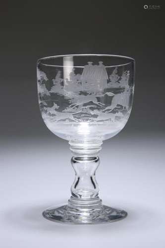 HUNTING INTEREST: A VICTORIAN OVER-SIZED GLASS RUMMER,