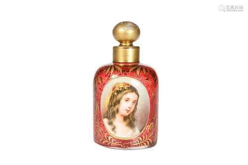 A 19TH CENTURY RUBY GLASS SCENT BOTTLE, with