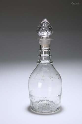 AN IRISH DECANTER, c.1800, mallet-shaped partially