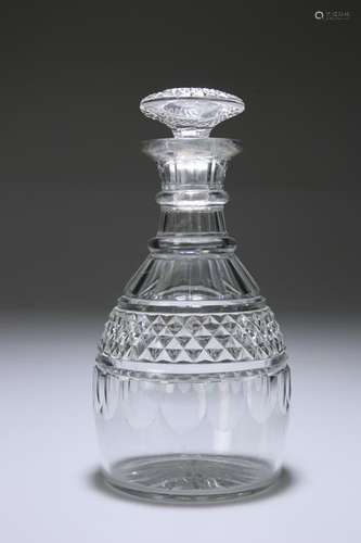 A REGENCY CUT-GLASS DECANTER, with ring neck and