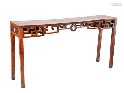 A CHINESE REDWOOD ALTAR TABLE, with a drawer to each