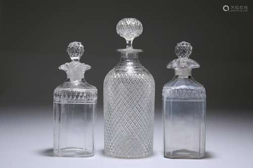 A PAIR OF REGENCY CUT-GLASS DECANTERS, c.1810, of