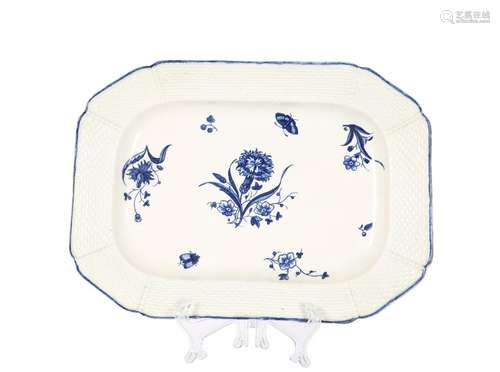 A WORCESTER BLUE AND WHITE MEAT DISH, c.1770-1780,