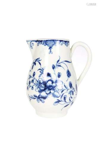 A WORCESTER BLUE AND WHITE PORCELAIN CREAM JUG, THIRD