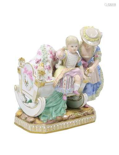 A MEISSEN FIGURE GROUP, c.1900, modelled as a mother