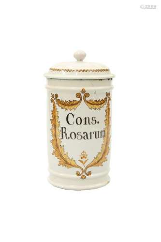 A LATE 18TH/EARLY 19TH CENTURY TIN GLAZED DRUG