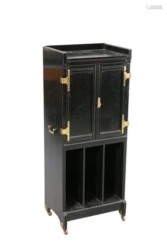 AN AESTHETIC MOVEMENT EBONISED MUSIC CABINET,