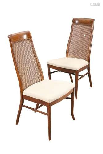 A PAIR OF SCOTTISH STAINED BEECH AND CANEWORK CHAIRS,