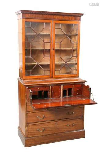 A MAHOGANY SECRETAIRE BOOKCASE, GEORGE III AND LATER,