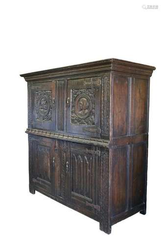 A JOINED OAK CUPBOARD, LATE 17TH/EARLY 18TH CENTURY,