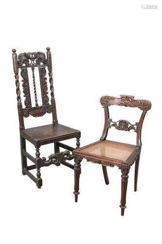 A GROUP OF THREE CHAIRS, including a rosewood and