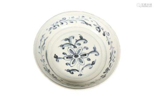 A CHINESE PROVINCIAL BLUE AND WHITE POTTERY BOWL,