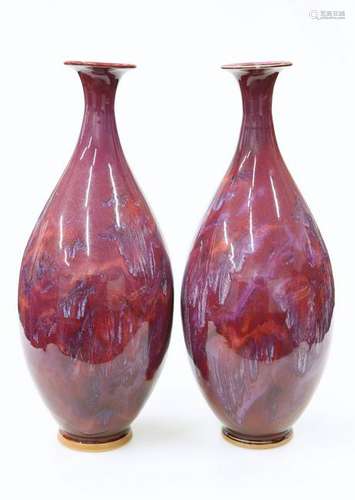 A LARGE PAIR OF CHINESE SANG DE BOEUF VASES,