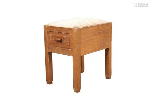 A COTSWOLD SCHOOL LIMED WALNUT BOX STOOL, fitted with