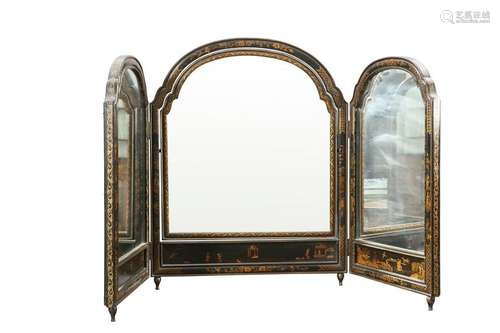 A QUEEN ANNE STYLE JAPANNED TRIPTYCH DRESSING TABLE