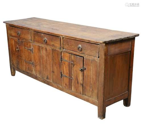 A LARGE PINE DRESSER BASE, 18TH/19TH CENTURY, the